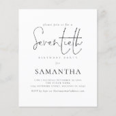 バジェットシンプルスクリプト70thバースデーパーティー招待状 (正面)