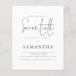 バジェットシンプルスクリプト70thバースデーパーティー招待状