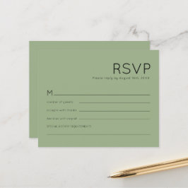 バジェットシンプルタイポグラフィセージグリーンウェディングRSVP