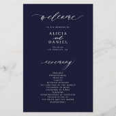 バジェットシンプルダークネイビーホワイトウェディングプログラム チラシ (正面)