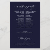 バジェットシンプルダークネイビーホワイトウェディングプログラム チラシ (裏面)