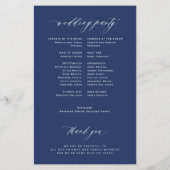 バジェットシンプルネイビーブルーホワイトウェディングプログラム チラシ (裏面)