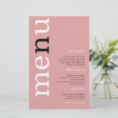 バジェットシンプルバラほこりっぽいタイポグラフィ結婚のメニュー (スタンド正面)