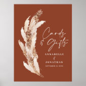 バジェットシンプルパンパ結婚スグラスのカードとギフト ポスター (正面)