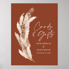 バジェットシンプルパンパ結婚スグラスのカードとギフト ポスター