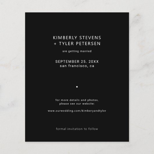 バジェットシンプルフォトエレガントな結婚式の日付を保存 (裏面)