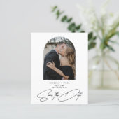 バジェットシンプルフォトエレガントな結婚式の日付を保存 (スタンド正面)