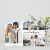 バジェットシンプルフォトコラージュ結婚のサンキューカード (スタンド正面)