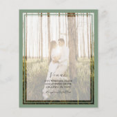 バジェットシンプルフォトセージ緑結婚式招待状 (裏面)