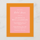 バジェットシンプルブライダルシャワーピンクオレンジ招待状 (正面)