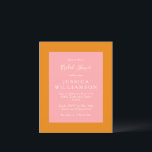 バジェットシンプルブライダルシャワーピンクオレンジ招待状<br><div class="desc">バジェットカスタムシンプルジオメトリックピンクとオレンジのブライダルシャワーの招待状</div>