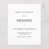 バジェットシンプルブラック&ホワイトウェディング日付を保存 (正面)