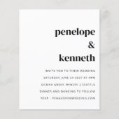 バジェットシンプルホワイトモダン結婚式招待状 (正面)