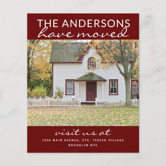 バジェットシンプルホームフォトムービングレッドアナウンスメント (正面)