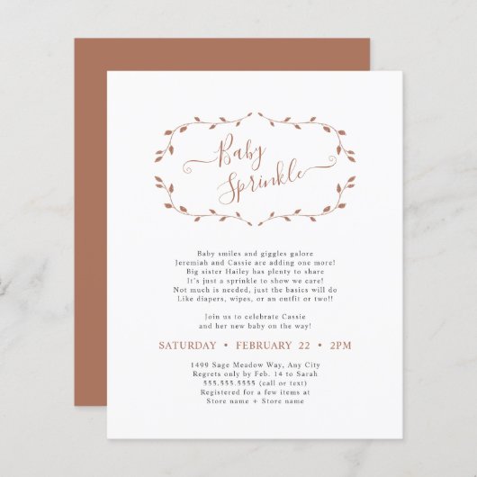 バジェットシンプルボタニカルテラコッタベビースプリンクル (正面/裏面)