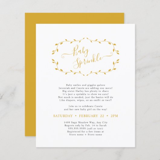 バジェットシンプルボタニカルベビー散布紙 (正面/裏面)