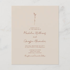バジェットシンプルボタニカルラインアートウェディング招待