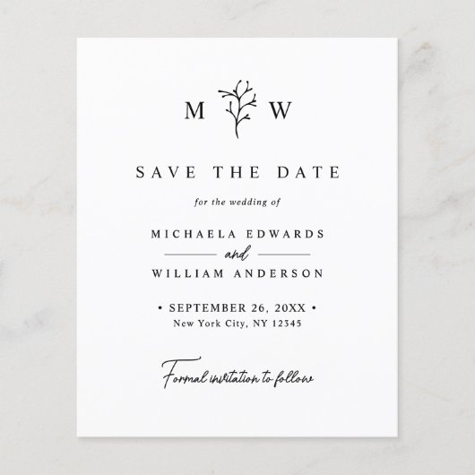 バジェットシンプルボタモダンニカル日付カードを保存 (正面)