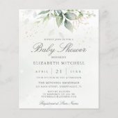 バジェットシンプルモダングリーンリーベビーシャワー招待状 (正面)