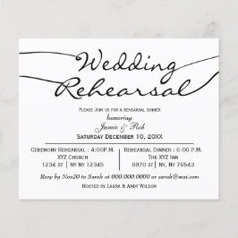 バジェットシンプルモダンリハーサルディナー招待状