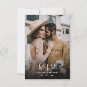バジェットシンプルモノグラム結婚写真 招待状 (正面)