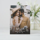 バジェットシンプルモノグラム結婚写真 招待状 (スタンド正面)