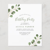 バジェットシンプルユーカリ誕生日パーティーの招待 チラシ (正面)