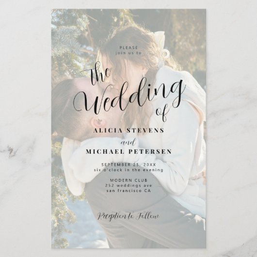 バジェットシンプル写真エレガント結婚式招待状 チラシ (正面)