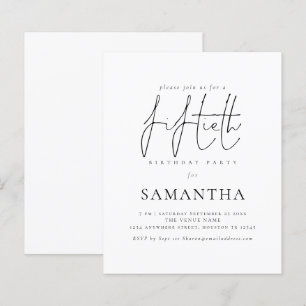 バジェットシンプル招待状スクリプト50th誕生日パーティーの