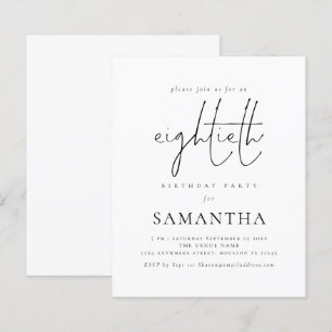 バジェットシンプル招待状スクリプト80th誕生日パーティーの