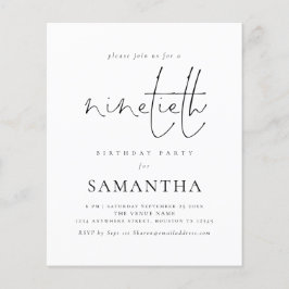 バジェットシンプル招待状スクリプト90th誕生日パーティーの