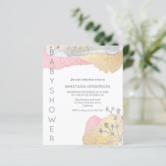 バジェットシンプル招待状ベビーシャワー。 (スタンド正面)