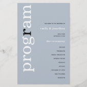 バジェットシンプル文字ダスティブルー結婚式 プログラム (正面)