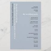 バジェットシンプル文字ダスティブルー結婚式 プログラム (裏面)