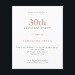 バジェットシンプル文字赤面30th誕生日招待状<br><div class="desc">バジェットシンプル文字赤面30th誕生日招待状。4.5 x 5.6インチより小さい価格のための値は、招待状に推奨されるセミグロスオプションにデフォルト設定され、ポストカードと同様の厚さである。サテンのオプションは、エンクロージャに対してより薄い紙を提供する方が良い。</div>