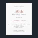 バジェットシンプル文字赤面30th誕生日招待状<br><div class="desc">バジェットシンプル文字赤面30th誕生日招待状。4.5 x 5.6インチより小さい価格のための値は、招待状に推奨されるセミグロスオプションにデフォルト設定され、ポストカードと同様の厚さである。サテンのオプションは、エンクロージャに対してより薄い紙を提供する方が良い。</div>