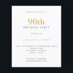 バジェットシンプル文字金ゴールドブラック90th誕生日招待状<br><div class="desc">バジェットシンプル文字金ゴールドブラック90th誕生日招待状。4.5 x 5.6インチより小さい価格のための値は、招待状に推奨されるセミグロスオプションにデフォルト設定され、ポストカードと同様の厚さである。サテンのオプションは、エンクロージャに対してより薄い紙を提供する方が良い。</div>
