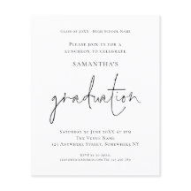 バジェットシンプル白黒グラードルンチョン招待状