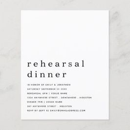 バジェットシンプル白黒リハーサルディナー招待状
