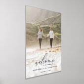 バジェットシンプル結婚の写真歓迎eucalyptus 箔ポスター (レイダウン)