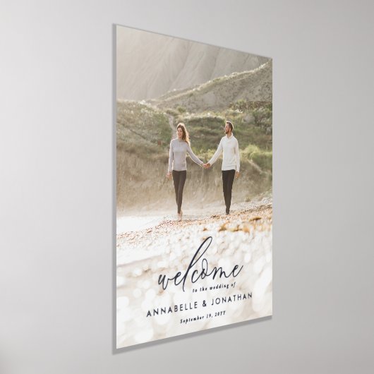 バジェットシンプル結婚の写真歓迎eucalyptus 箔ポスター (レイダウン)