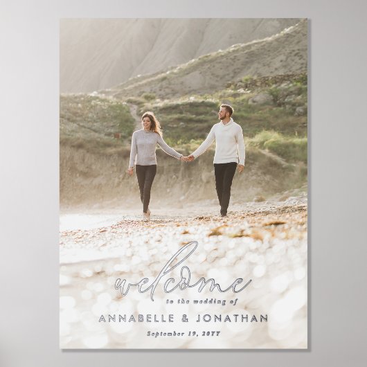 バジェットシンプル結婚の写真歓迎eucalyptus 箔ポスター (正面)