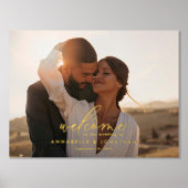 バジェットシンプル結婚の写真歓迎eucalyptus 箔ポスター (正面)