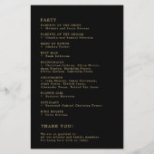 バジェットシンプル金ゴールドブラックウェディングプログラム (裏面)