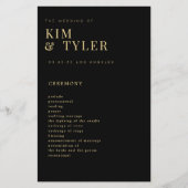 バジェットシンプル金ゴールドブラックウェディングプログラム (正面)