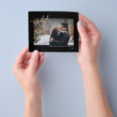 バジェットシンプル金ゴールドメリークリスマスブラックカード チラシ (手)