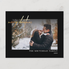 バジェットシンプル金ゴールドメリークリスマスブラックカード チラシ