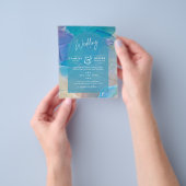 バジェットシーガラスティール(緑がかった色)ブルー海ビーチシー結婚ズ チラシ (手)