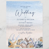 バジェットシーシェルビーチ結婚式招待状 (正面/裏面)