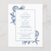 バジェットシーシェル海ビーチ結婚式招待状 (正面)